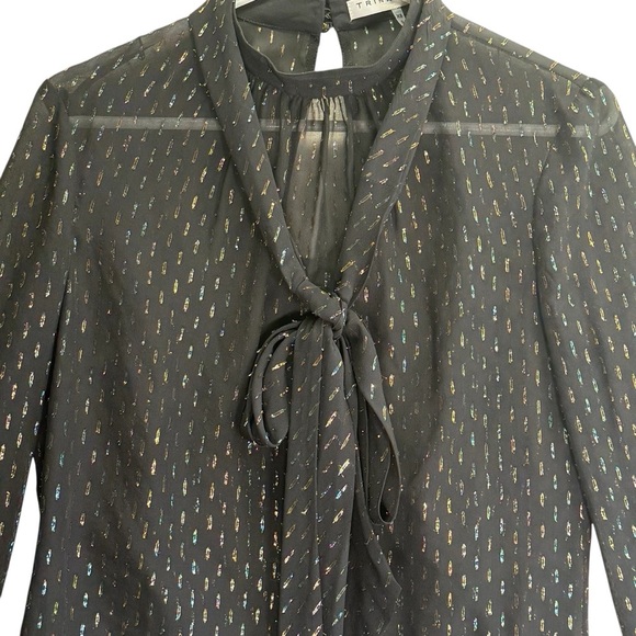 Trina Turk Black Ruffled Bell Sleeve Blouse. Size - Picture 5 of 12